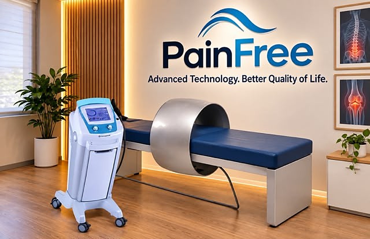 חדר טיפול PainFree: מיטת טיפול ומערכת פולסים אלקטרומגנטיים